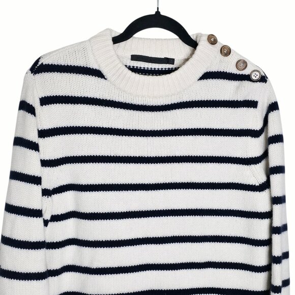 Jenni Kayne Grace Cashmere‎ Navy Stripe Crewneck Sweater Size M - Picture 5 of 10
